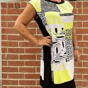 Chico's Black and Yellow Geometric Dress